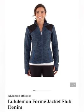 lululemon athletica Blue & Black Forme Slub Denim  Jacket size 6